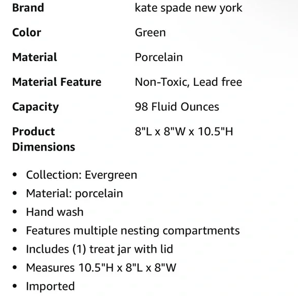 Kate Spade 10” Christmas Tree Holiday Treat  Nesting Ceramic Jar Decor NWT - Picture 5 of 5